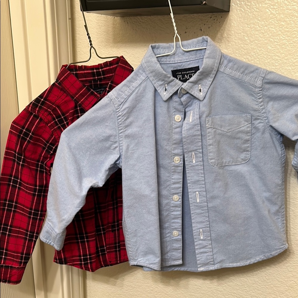 The Children's Place Blue and Red Plaid Kids Shirts